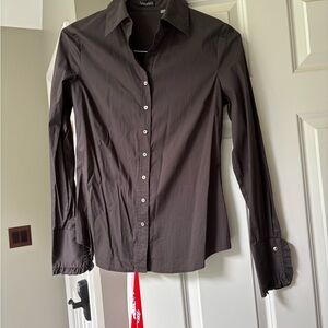 Tahari Cotton Brown Button Blouse XSM-SM